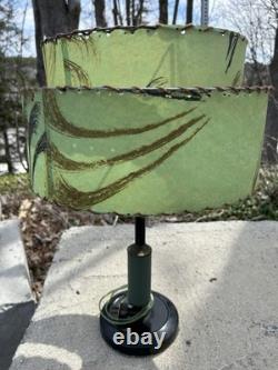 Vintage Mid Century Fiberglass Two Tier Drum Lamp Shade 25x17 Decor Retro