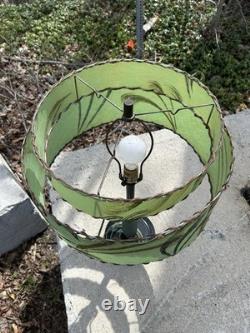 Vintage Mid Century Fiberglass Two Tier Drum Lamp Shade 25x17 Decor Retro