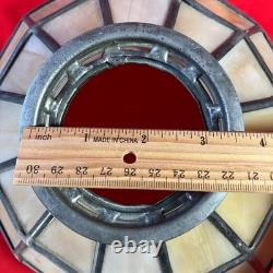 Vintage Mid Century Lamp Shade / Lead Slag Glass / 12 Sided / 10 X 7.5