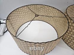 Vintage Mid Century MCM @ Lamp Shade Laced Hexagon Motive Geometric 16X8 LOOK