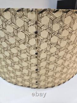 Vintage Mid Century MCM @ Lamp Shade Laced Hexagon Motive Geometric 16X8 LOOK