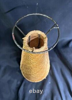 Vintage Mid Century MCM Tall Wicker Woven Retro Lamp Shade Unique. Add Light