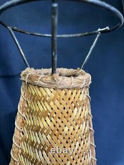 Vintage Mid Century MCM Tall Wicker Woven Retro Lamp Shade Unique. Add Light