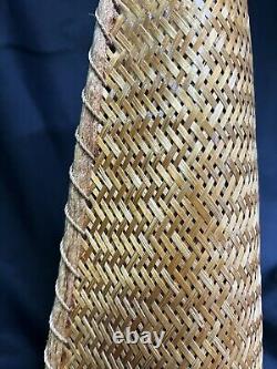 Vintage Mid Century MCM Tall Wicker Woven Retro Lamp Shade Unique. Add Light