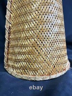 Vintage Mid Century MCM Tall Wicker Woven Retro Lamp Shade Unique. Add Light