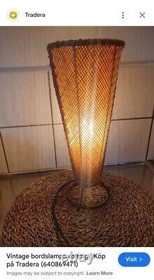 Vintage Mid Century MCM Tall Wicker Woven Retro Lamp Shade Unique. Add Light