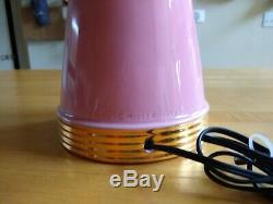 Vintage Mid Century Mod C Miller Pink Gold Bow Lamp Fiber Glass TWO Tier Shade