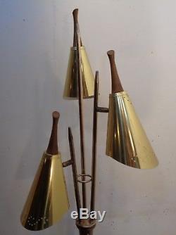 Vintage Mid Century Modern Atomic Floor Lamp Punched Shades Working Retro