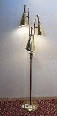 Vintage Mid Century Modern Atomic Floor Lamp Punched Shades Working Retro