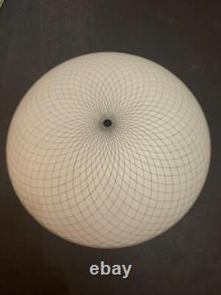 Vintage Mid Century Modern Atomic Optic Grid Glass Ceiling Lamp Shade