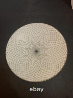 Vintage Mid Century Modern Atomic Optic Grid Glass Ceiling Lamp Shade