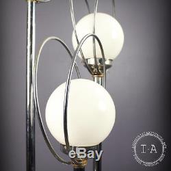 Vintage Mid Century Modern Chrome Floor Lamp Orb Shades