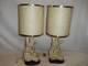 Vintage Mid Century Modern Eames Chalkware Table Lamps With Fiberglass Shades
