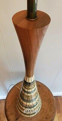 Vintage Mid Century Modern F. A. I. P. FAIP Table Lamp Shade Retro Turquoise & Teak