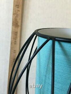 Vintage Mid Century Modern Flat Black Metal Wire 50's Working Table Lamp & Shade