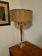 Vintage Mid Century Modern Laurel Wood & Brass Table Lamp Withshade 29