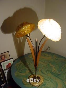 Vintage Mid Century Modern Lucite Ribbon Shades Lucite Shell Base Lamp