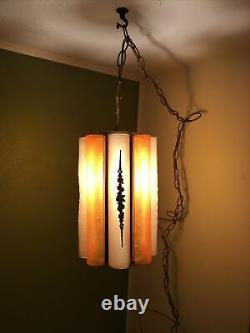 Vintage Mid Century Modern MCM Chain Hanging Swag Lamp Light Hollywood Regency