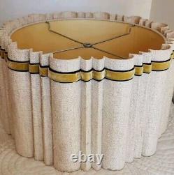 Vintage Mid Century Modern MCM Pleated Ivory Lampshade Gold Velvet Detail 18.5