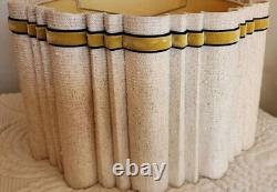 Vintage Mid Century Modern MCM Pleated Ivory Lampshade Gold Velvet Detail 18.5