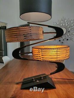 Vintage Mid Century Modern Majestic Boomerang Z Lamp Fiberglass Shades