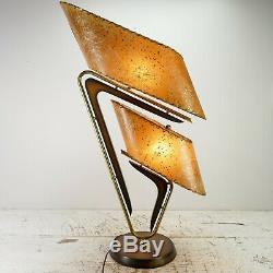 Vintage Mid Century Modern Majestic Boomerang Z Lamp Fiberglass Shades Stars