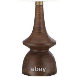 Vintage Mid Century Modern Pair Walnut Table Lamps Shaded Living Room Set of 2