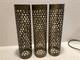 Vintage Mid Century Modern Perforated Brass Cylinder Shades Lamp Parts Set Of 3