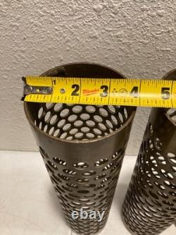 Vintage Mid Century Modern Perforated Brass Cylinder Shades Lamp Parts Set of 3
