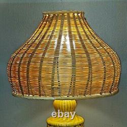 Vintage Mid Century Modern Rattan 9 tall Table Lamp Shade