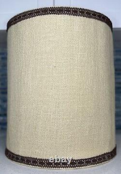 Vintage Mid Century Modern Stiffel Drum Lamp Shade With Gimp Lace