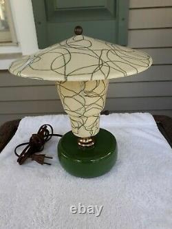 Vintage Mid Century Modern Table Lamp Retro With Original Fiberglass Shade Mint
