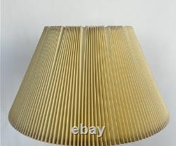 Vintage Mid Century Modern Tan Fabric Pleated Lamp Shade 10 Tall 19 Wide