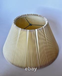 Vintage Mid Century Modern Tan Fabric Pleated Lamp Shade 10 Tall 19 Wide