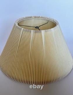 Vintage Mid Century Modern Tan Fabric Pleated Lamp Shade 10 Tall 19 Wide