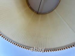 Vintage Mid Century Modern Tan Fabric Pleated Lamp Shade 10 Tall 19 Wide