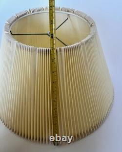 Vintage Mid Century Modern Tan Fabric Pleated Lamp Shade 10 Tall 19 Wide