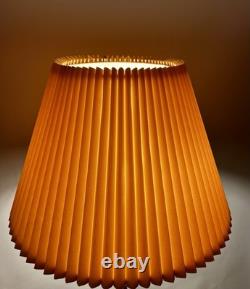 Vintage Mid Century Modern Tan Fabric Pleated Lamp Shade 13.25 Tall, 19 Wide