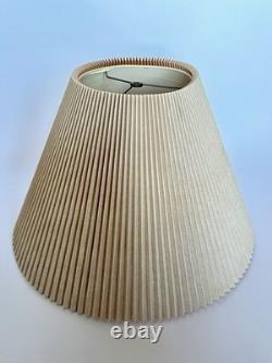 Vintage Mid Century Modern Tan Fabric Pleated Lamp Shade 13.25 Tall, 19 Wide