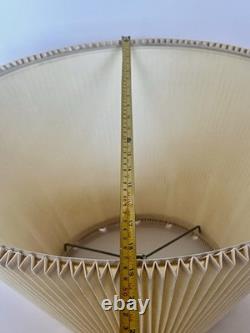 Vintage Mid Century Modern Tan Fabric Pleated Lamp Shade 13.25 Tall, 19 Wide
