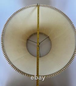 Vintage Mid Century Modern Tan Fabric Pleated Lamp Shade 13.25 Tall, 19 Wide