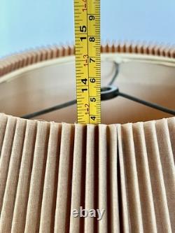 Vintage Mid Century Modern Tan Fabric Pleated Lamp Shade 13.25 Tall, 19 Wide