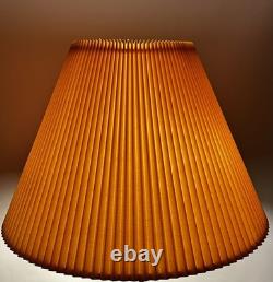 Vintage Mid Century Modern Tan Fabric Pleated Lamp Shade 13.25 Tall, 19 Wide