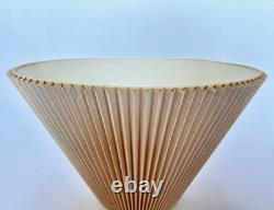 Vintage Mid Century Modern Tan Fabric Pleated Lamp Shade 13.25 Tall, 19 Wide