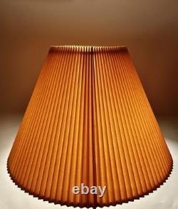 Vintage Mid Century Modern Tan Fabric Pleated Lamp Shade 13.25 Tall, 19 Wide