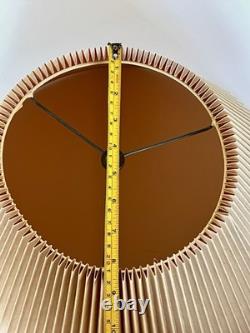 Vintage Mid Century Modern Tan Fabric Pleated Lamp Shade 13.25 Tall, 19 Wide