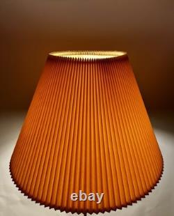 Vintage Mid Century Modern Tan Fabric Pleated Lamp Shade 13.25 Tall, 19 Wide
