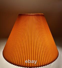 Vintage Mid Century Modern Tan Fabric Pleated Lamp Shade 13.25 Tall, 19 Wide