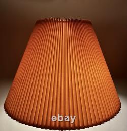 Vintage Mid Century Modern Tan Fabric Pleated Lamp Shade 13.25 Tall, 19 Wide