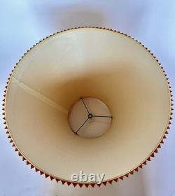 Vintage Mid Century Modern Tan Fabric Pleated Lamp Shade 13.25 Tall, 19 Wide